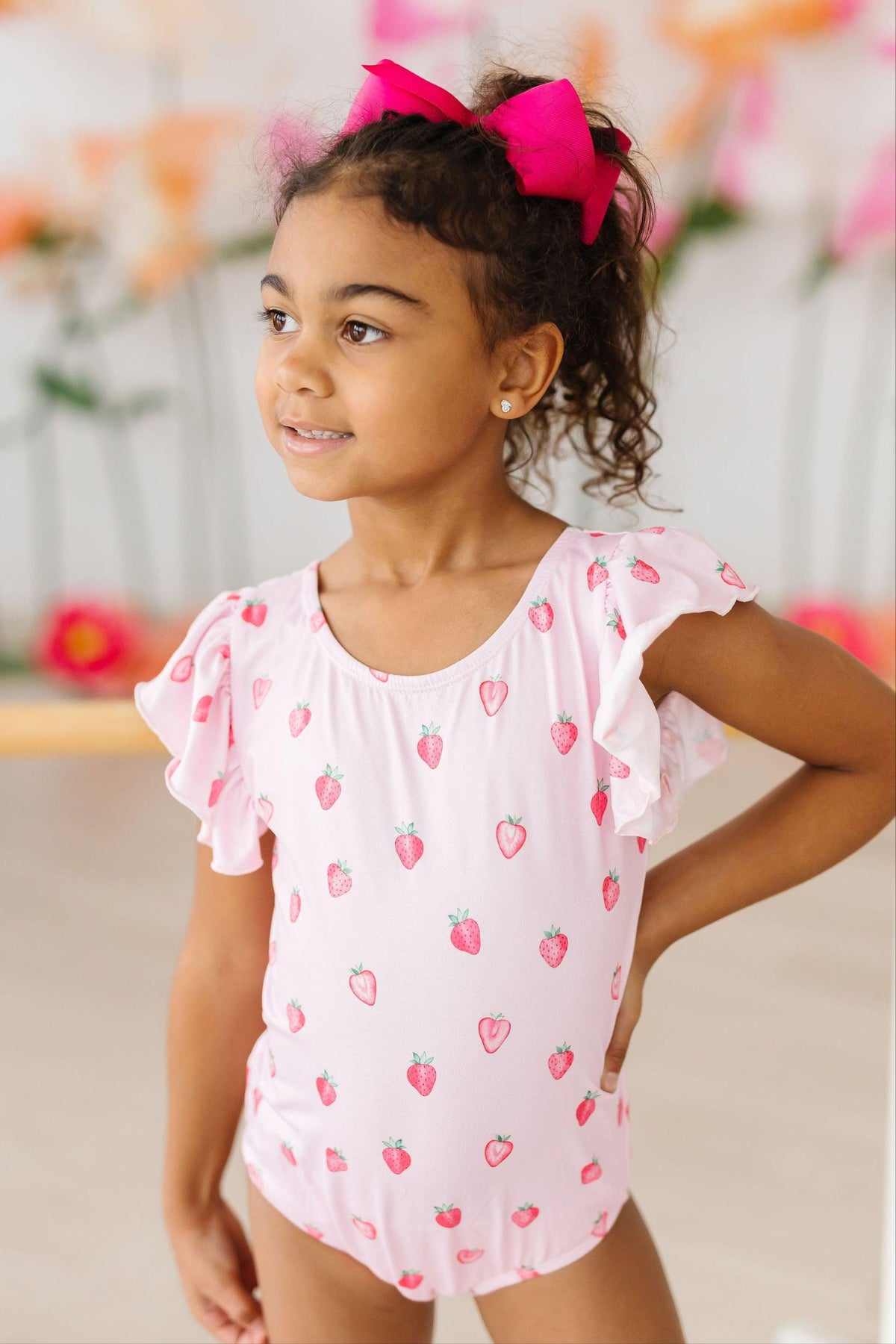 Sweet Strawberries S/S Flutter Sleeve Leotard 3