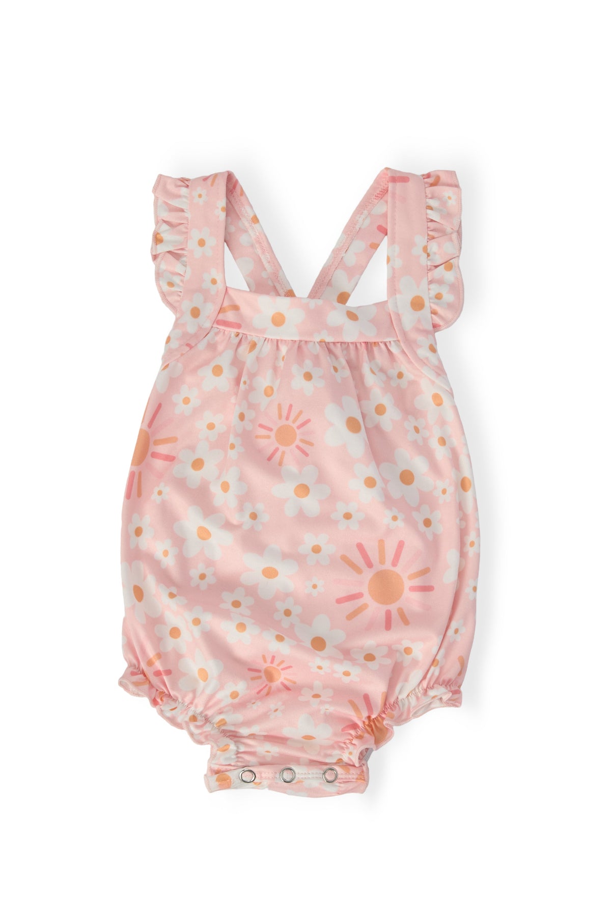 Sweet & Sunny Ruffle Cross Back Romper 1
