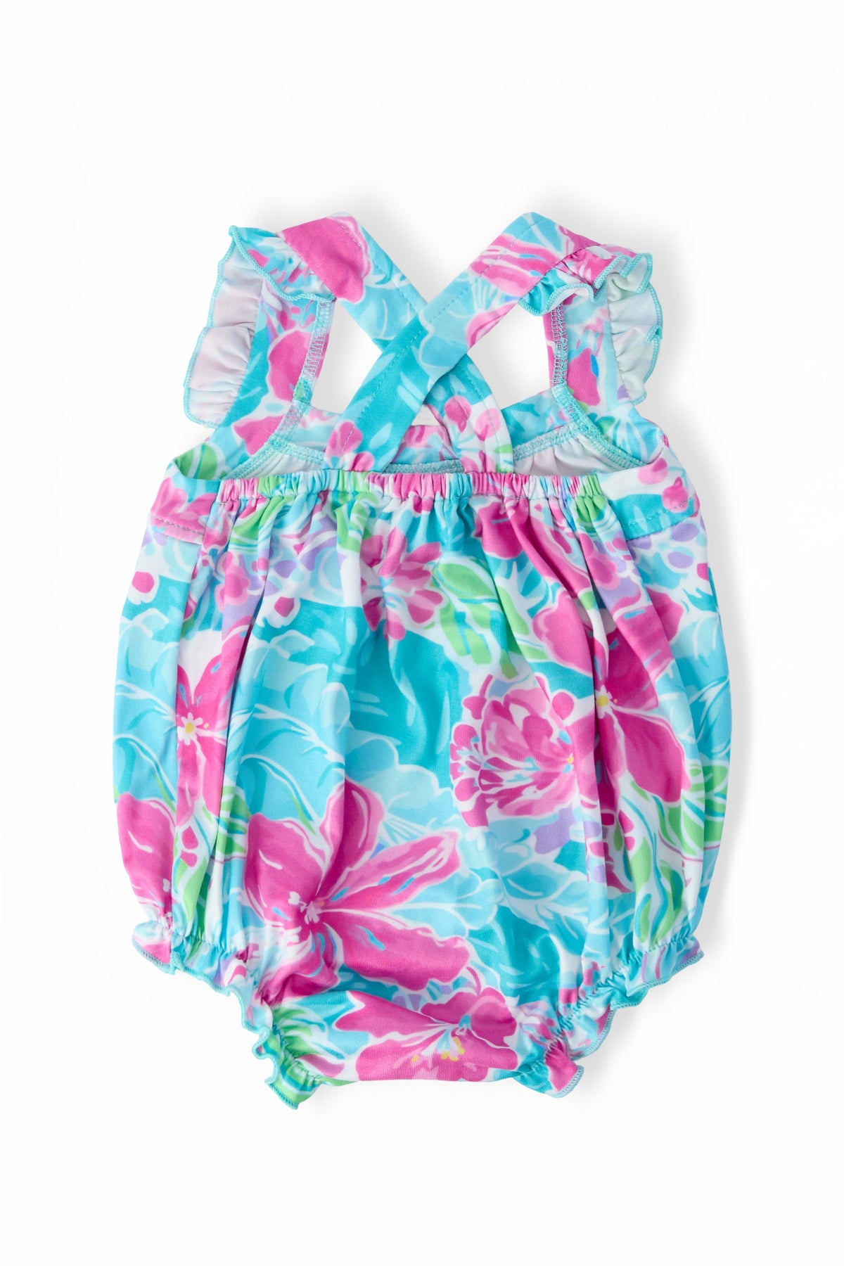Tropical Punch Ruffle Cross Back Romper 2