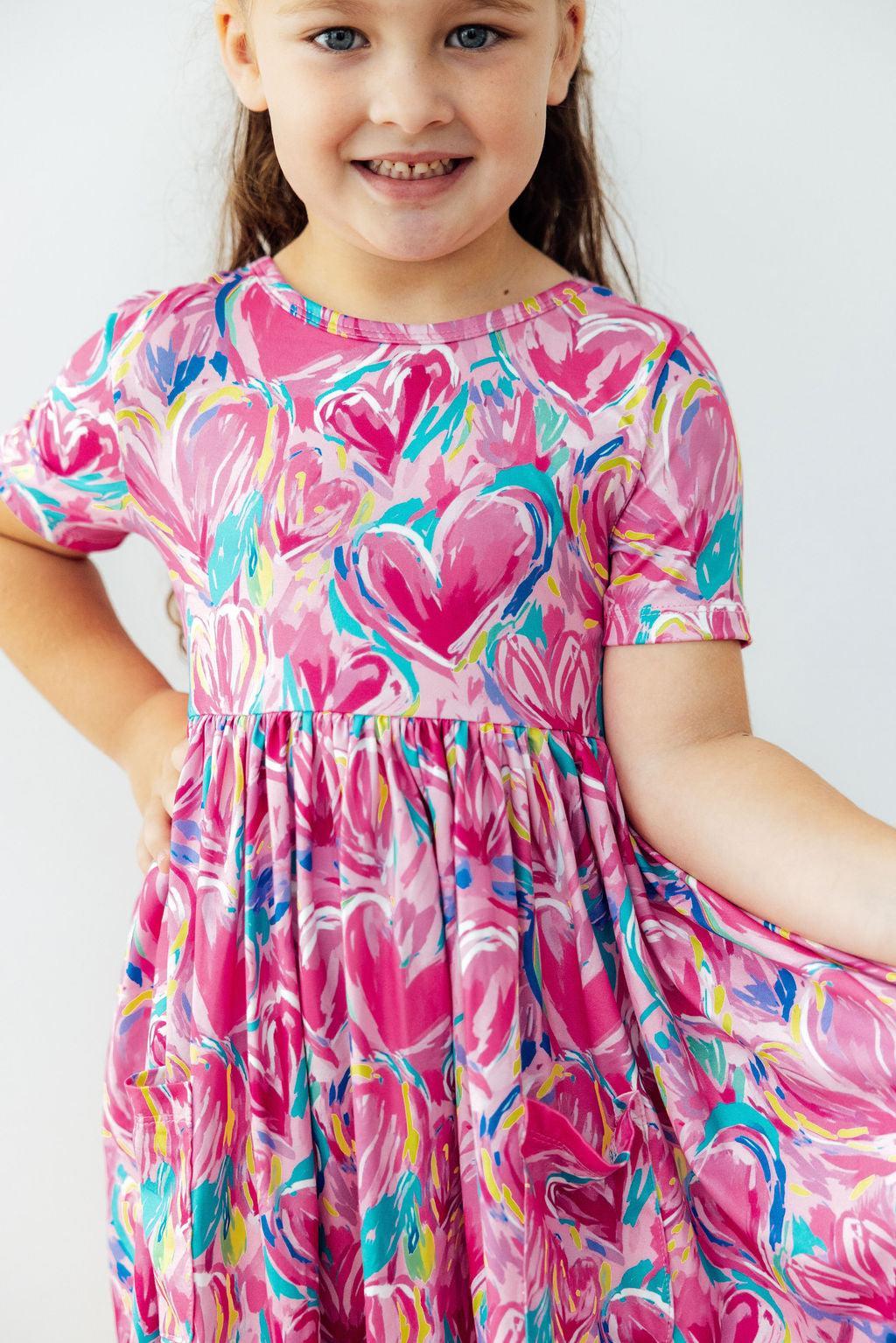 Sweetheart Scribbles S/S Pocket Twirl Dress 1