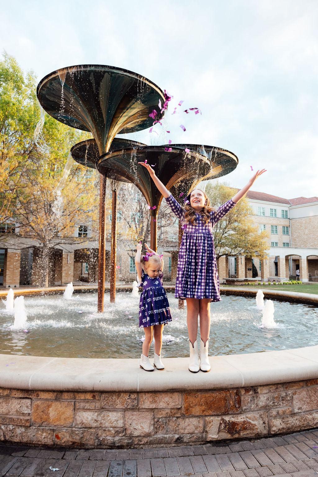 TCU Plaid Frog 3/4 Sleeve Pocket Twirl Dress 2