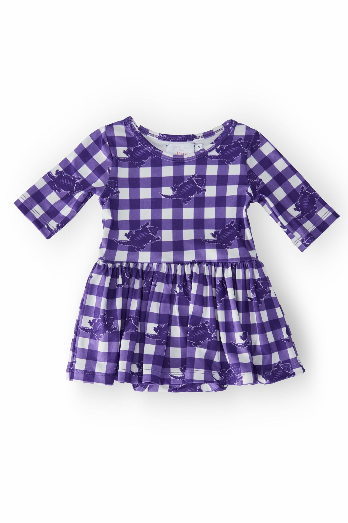 TCU Plaid Frog 3/4 Sleeve Twirl Bodysuit 1
