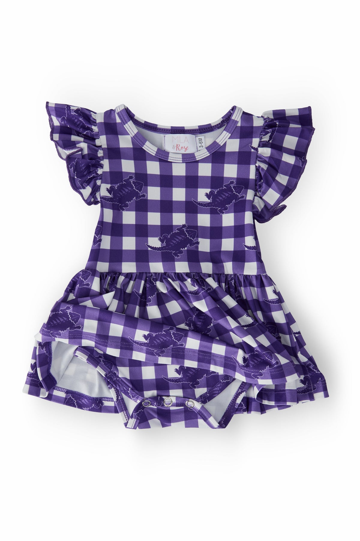 TCU Plaid Frog S/S Flutter Twirl Bodysuit 2