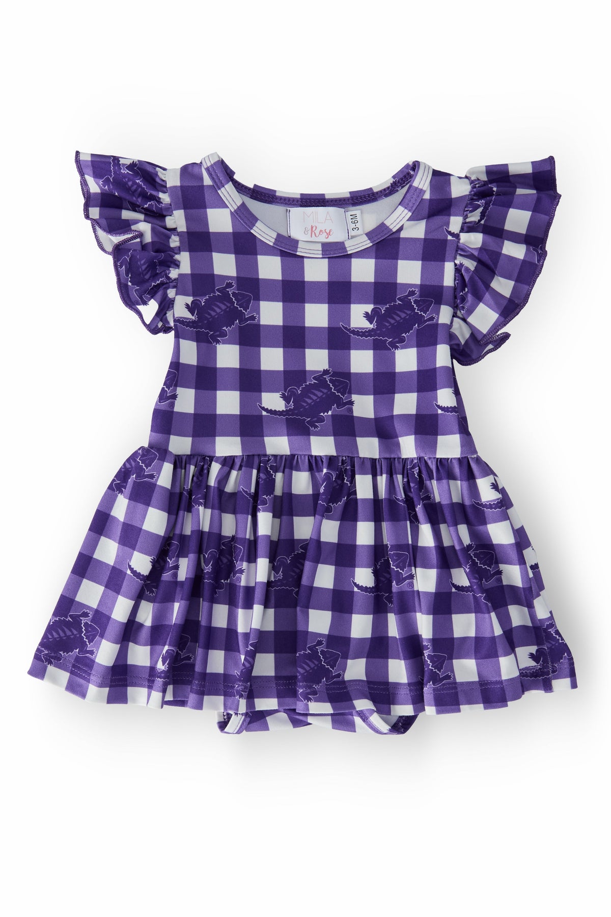 TCU Plaid Frog S/S Flutter Twirl Bodysuit 1