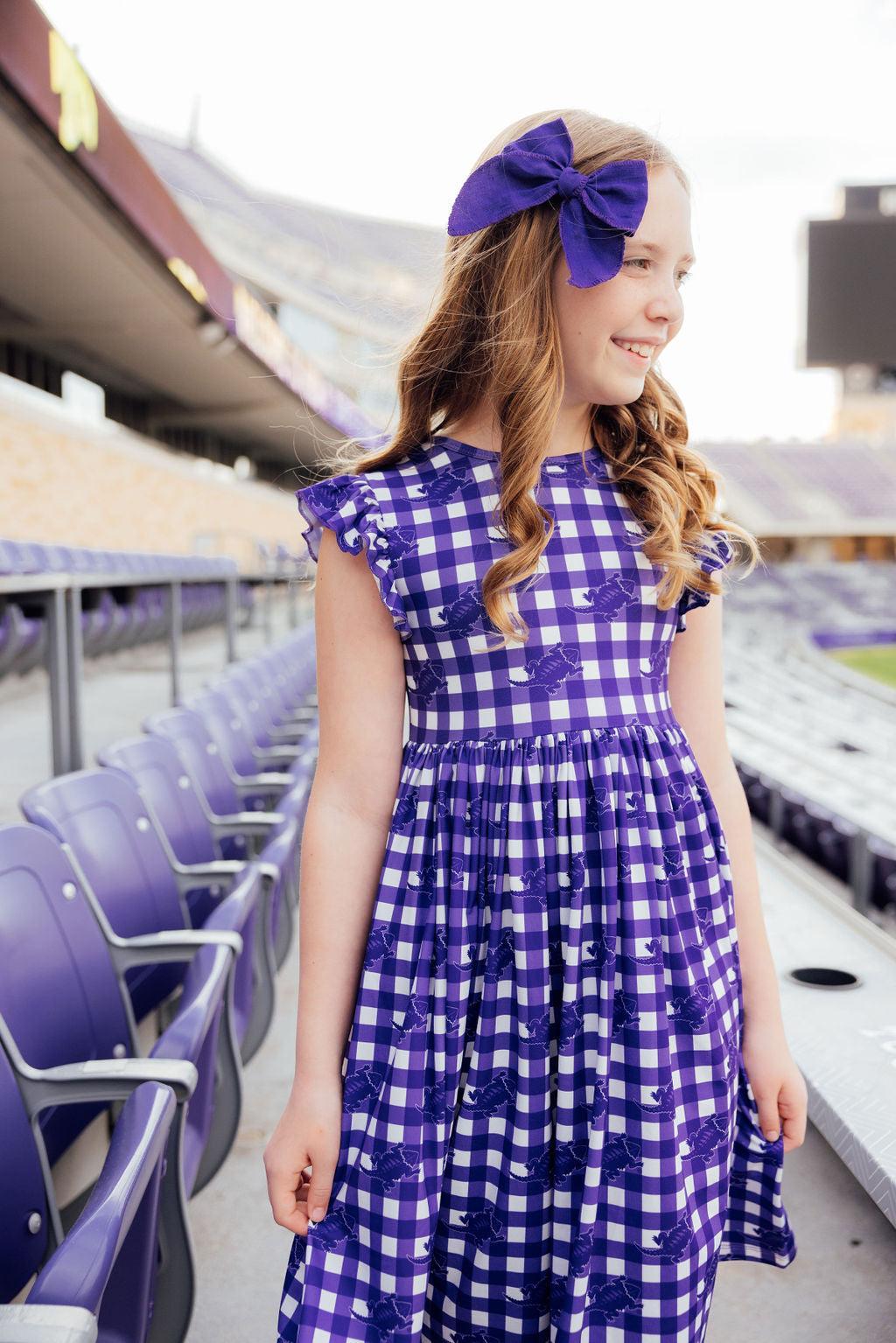 TCU Plaid Frog Flutter Twirl Dress 4