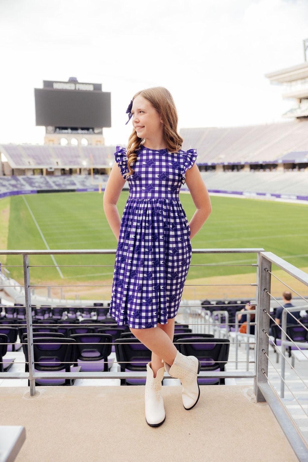 TCU Plaid Frog Flutter Twirl Dress 5