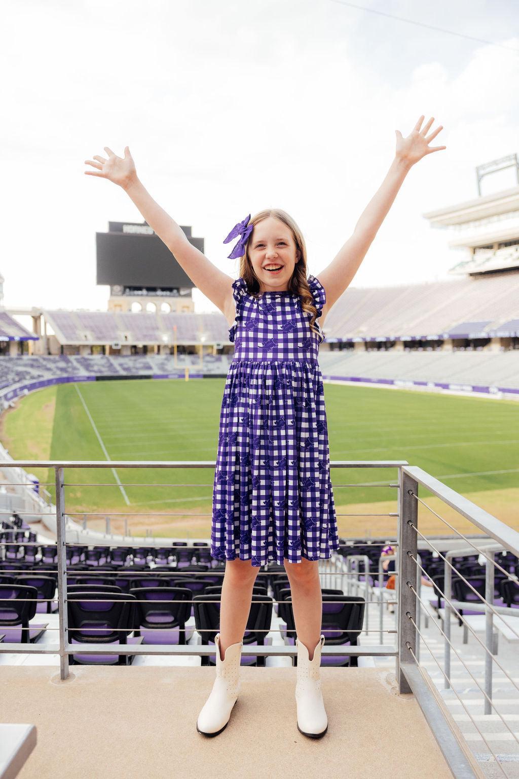 TCU Plaid Frog Flutter Twirl Dress 7