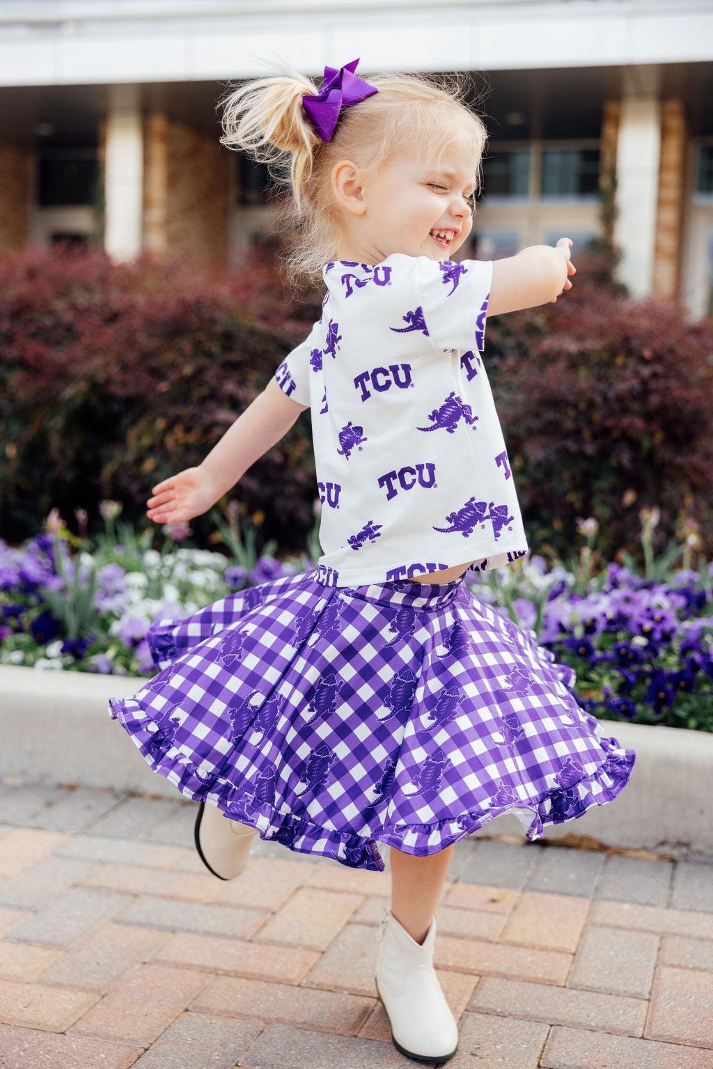 TCU Plaid Frog Ruffle Twirl Skort 4