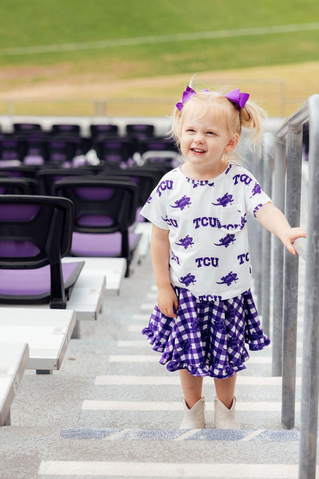 TCU Plaid Frog Ruffle Twirl Skort 5