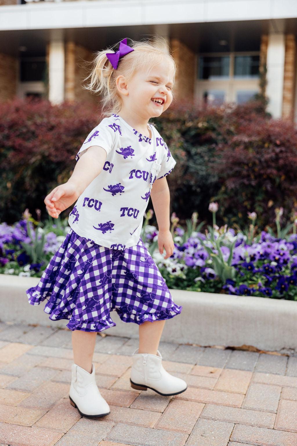 TCU Plaid Frog Ruffle Twirl Skort 6