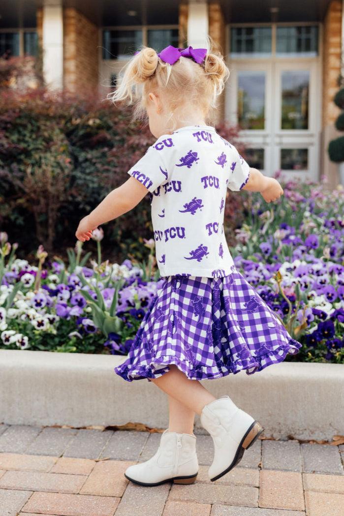 TCU Plaid Frog Ruffle Twirl Skort 1