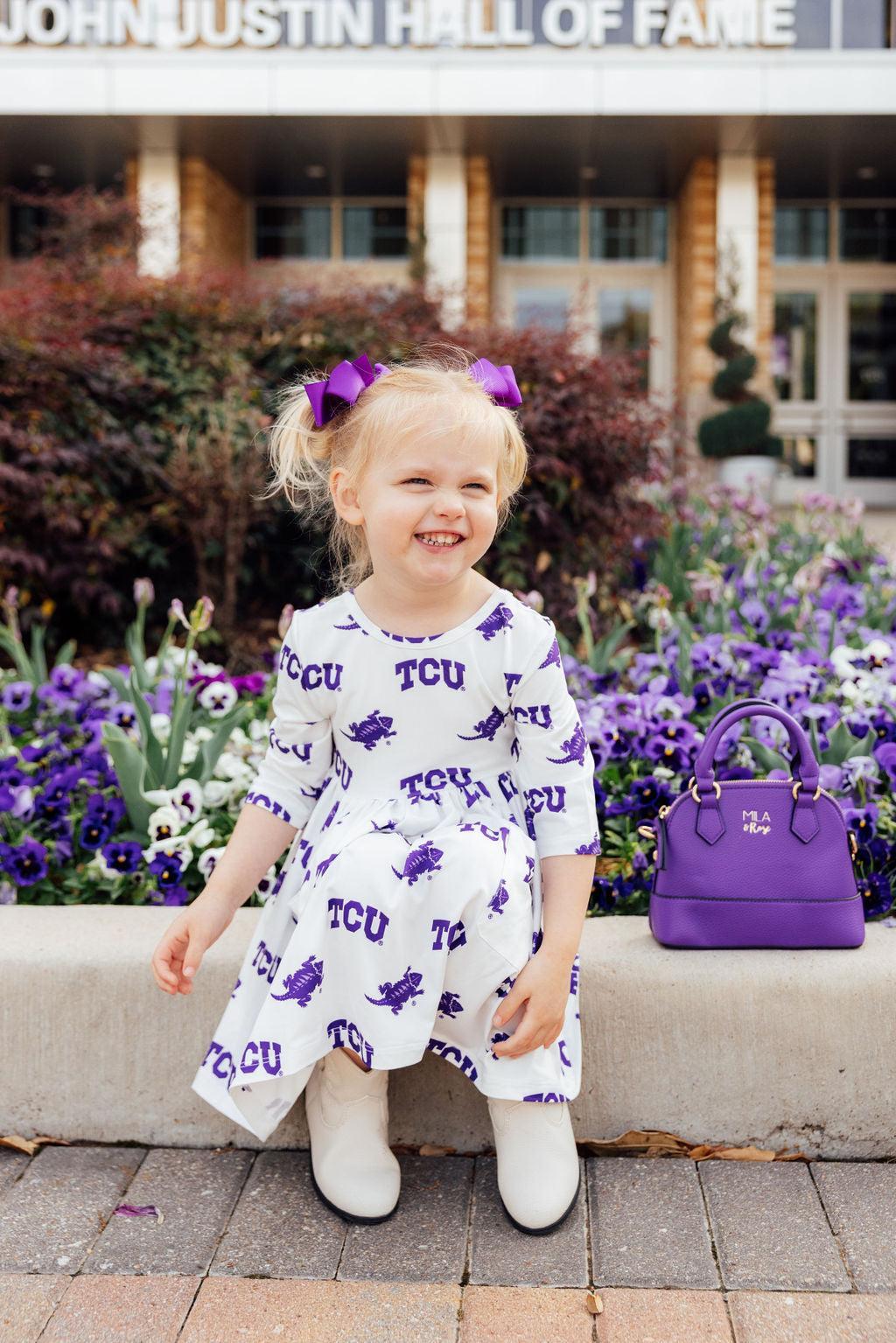 SALE TCU White Frog 3/4 Sleeve Pocket Twirl Dress 2