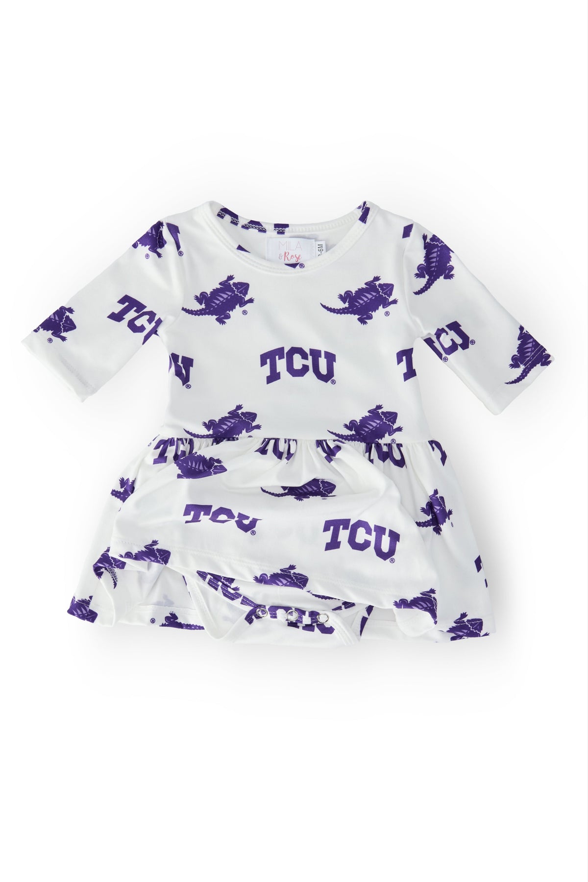 SALE TCU White Frog 3/4 Sleeve Twirl Bodysuit 2