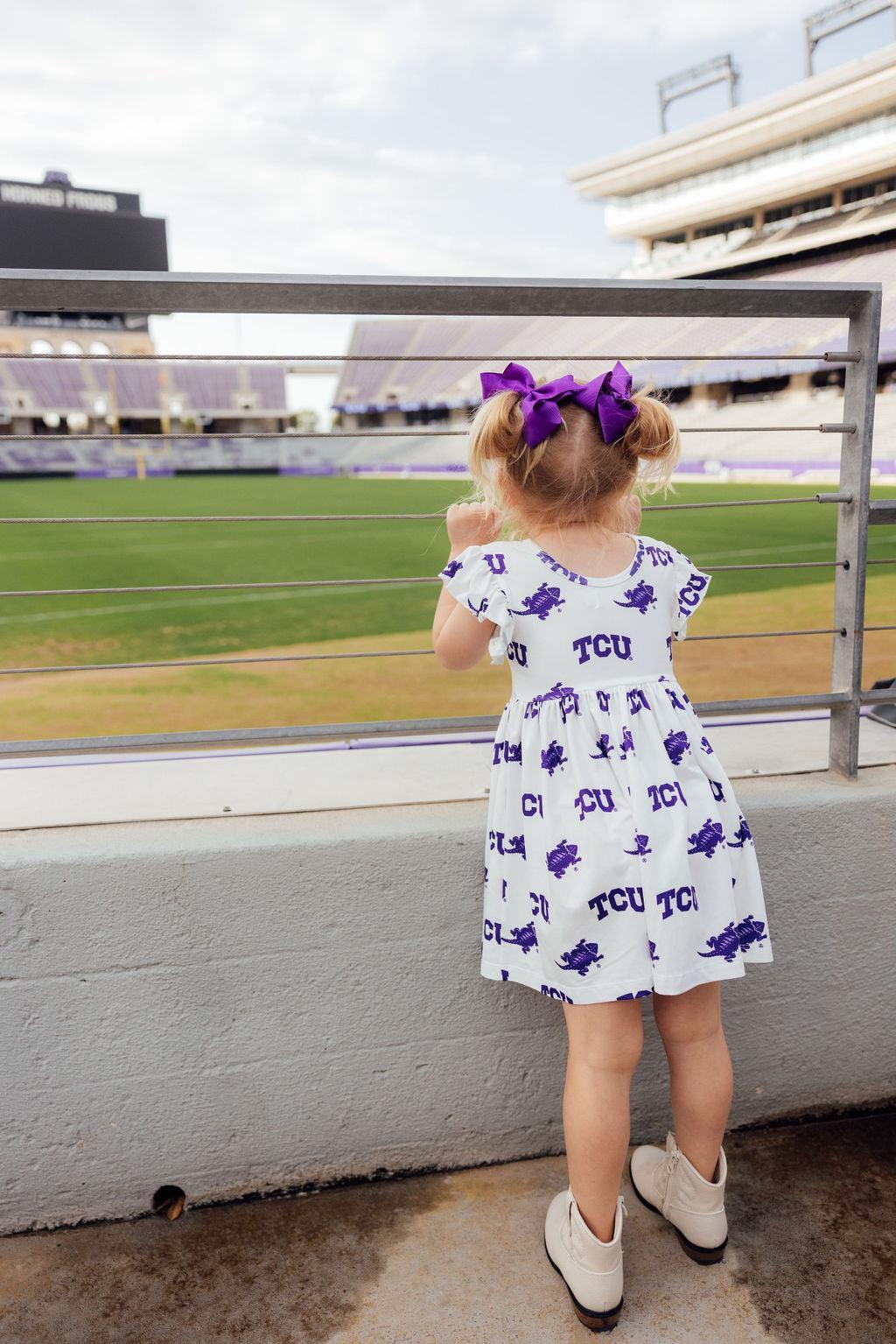TCU White Frog Flutter Twirl Dress 2