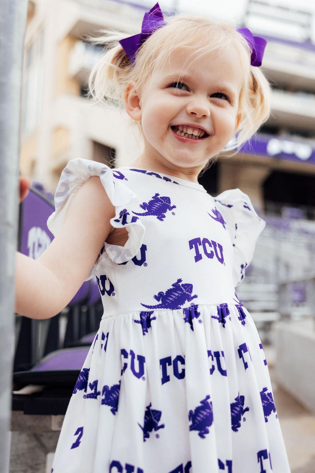 TCU White Frog Flutter Twirl Dress 3