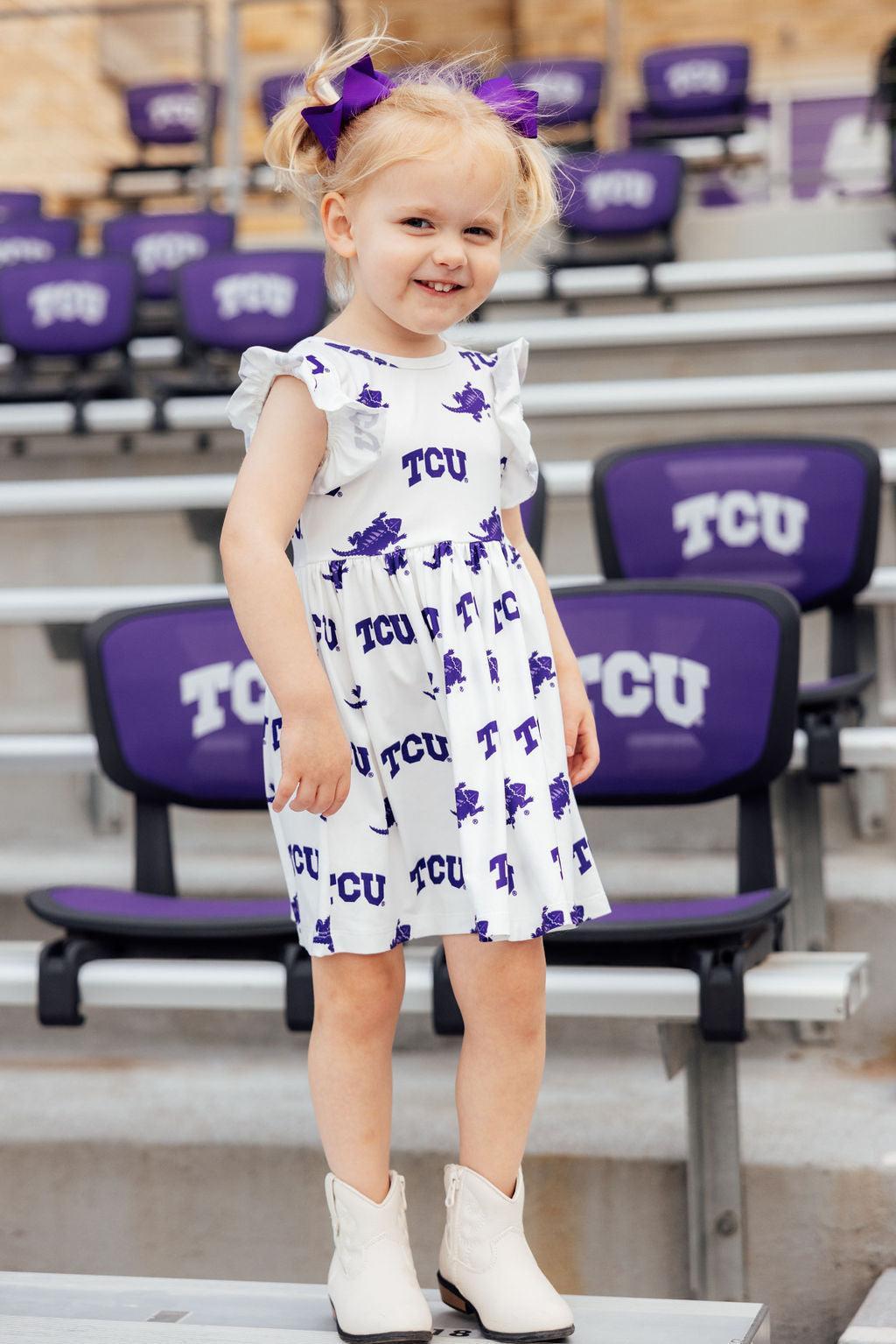 TCU White Frog Flutter Twirl Dress 4