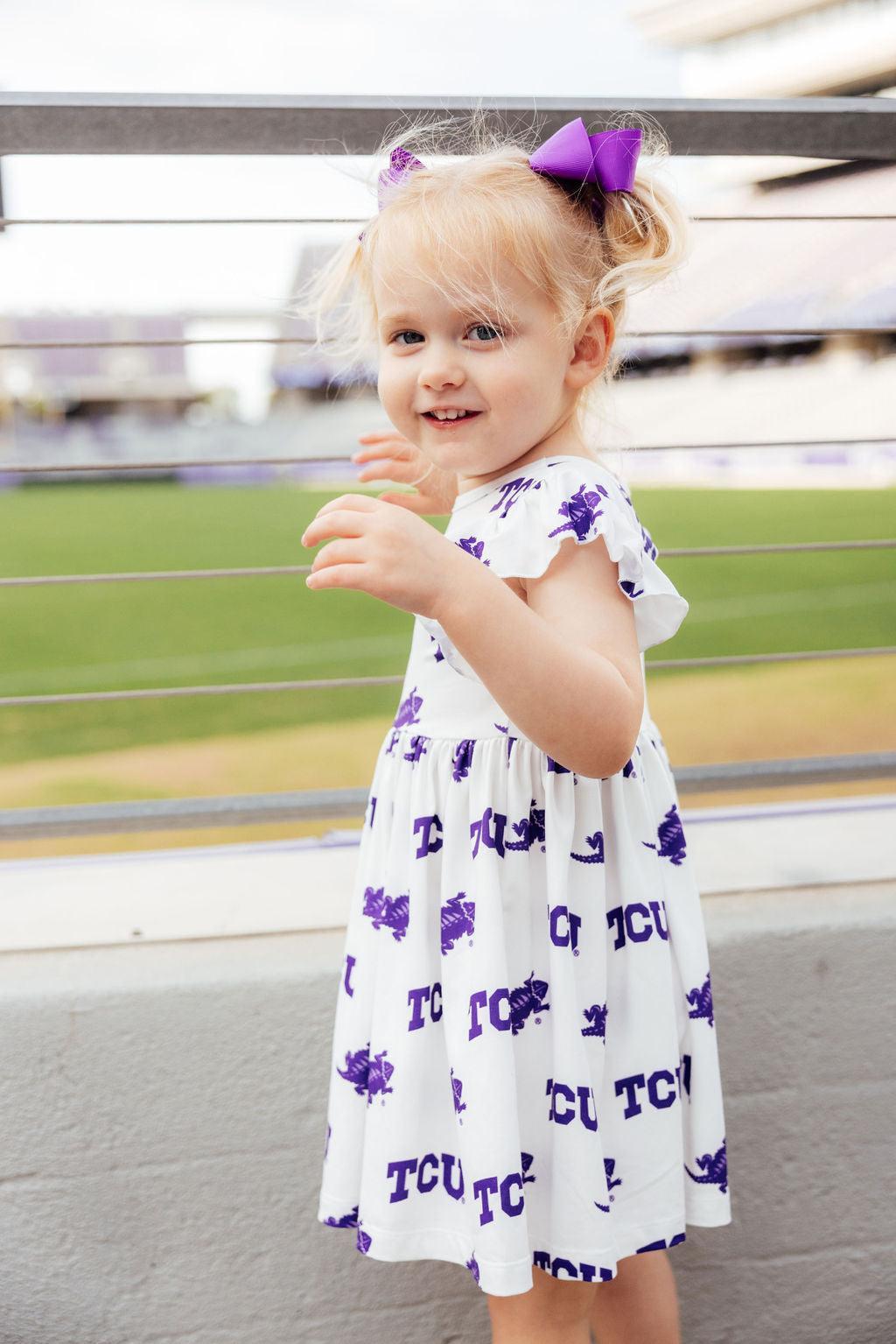 TCU White Frog Flutter Twirl Dress 5