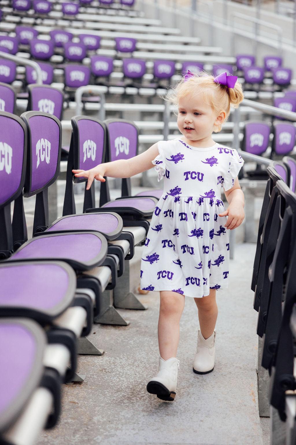 TCU White Frog Flutter Twirl Dress 6