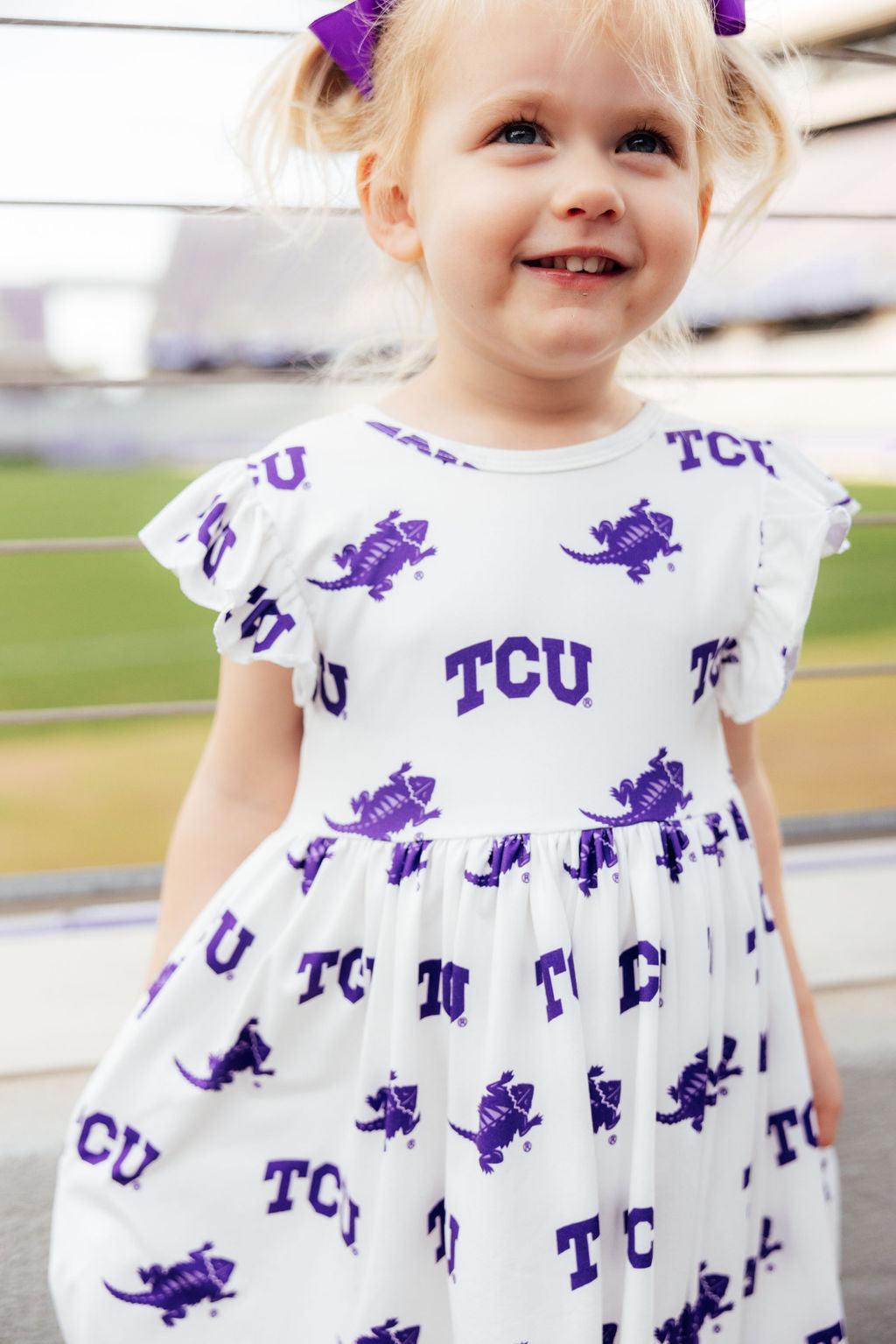 TCU White Frog Flutter Twirl Dress 7