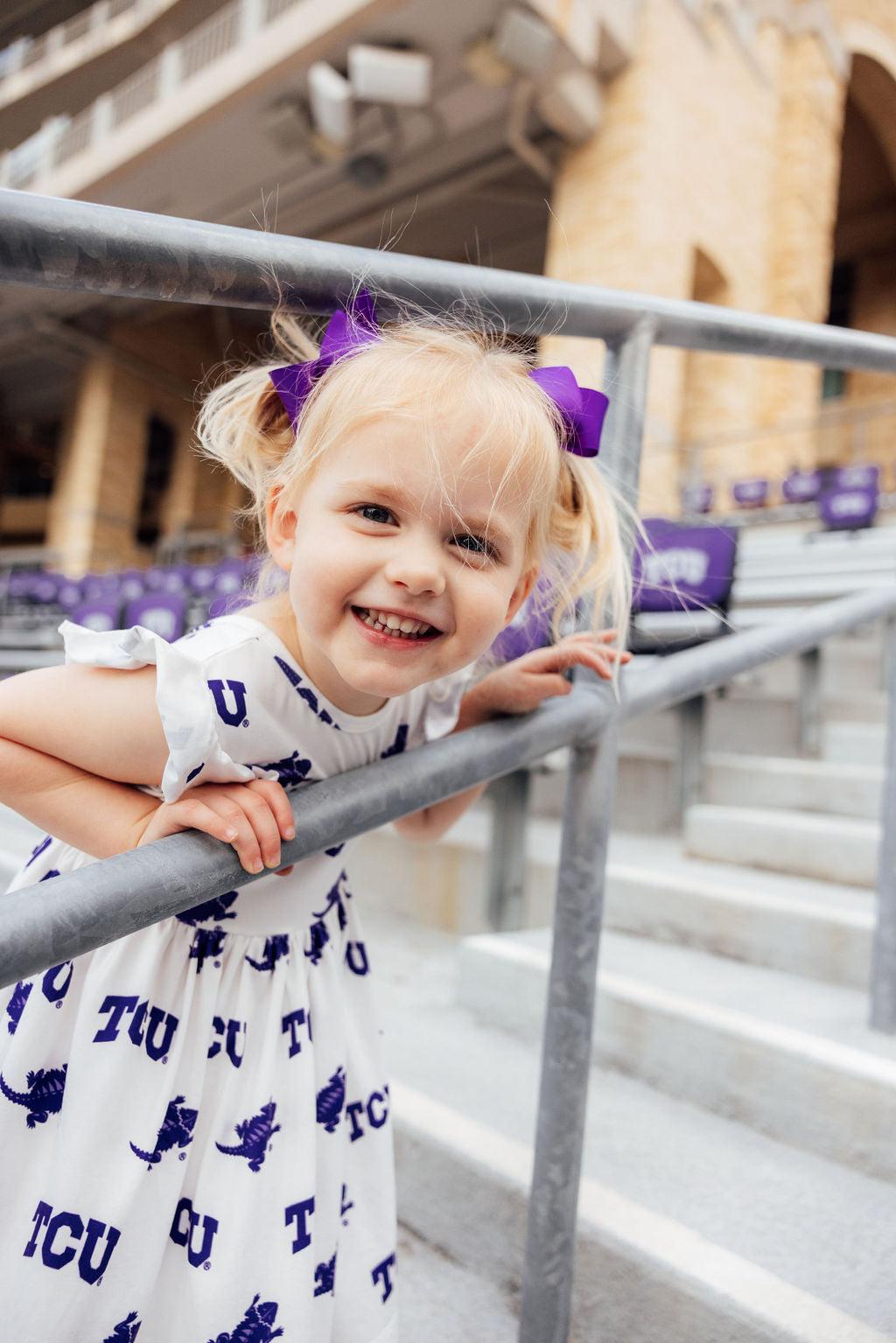 TCU White Frog Flutter Twirl Dress 8