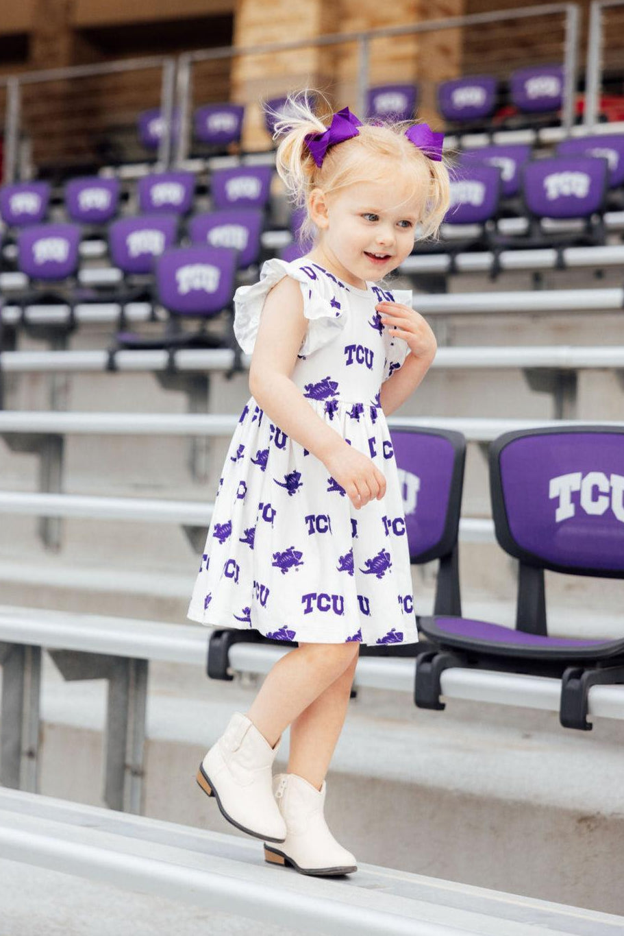 TCU White Frog Flutter Twirl Dress 1