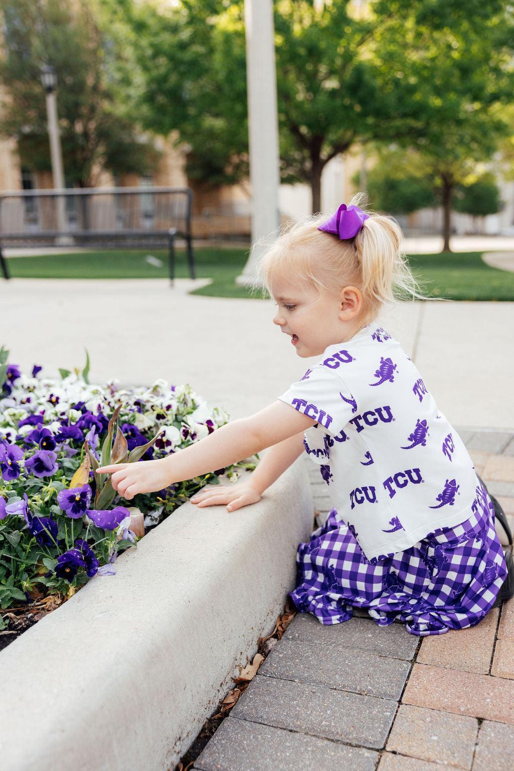 TCU White Frog Ruffle Pocket Tee 6