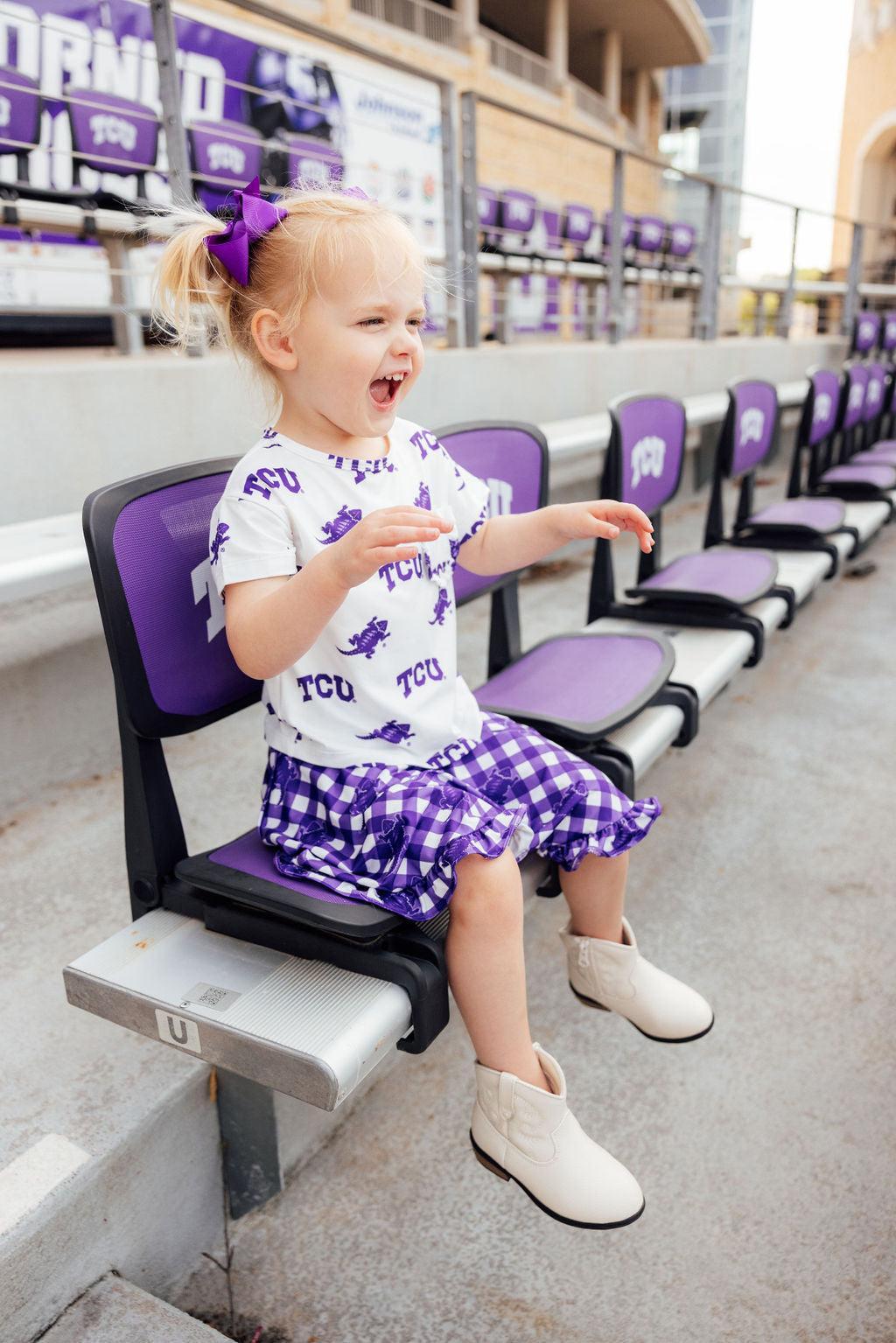 TCU White Frog Ruffle Pocket Tee 7