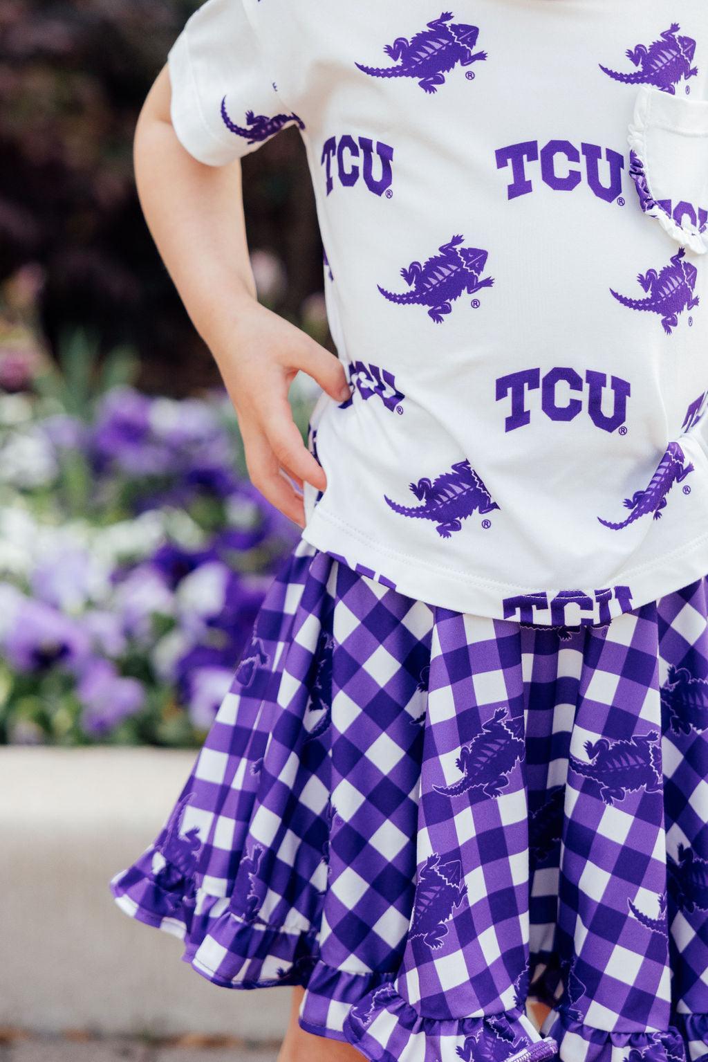 TCU White Frog Ruffle Pocket Tee 2