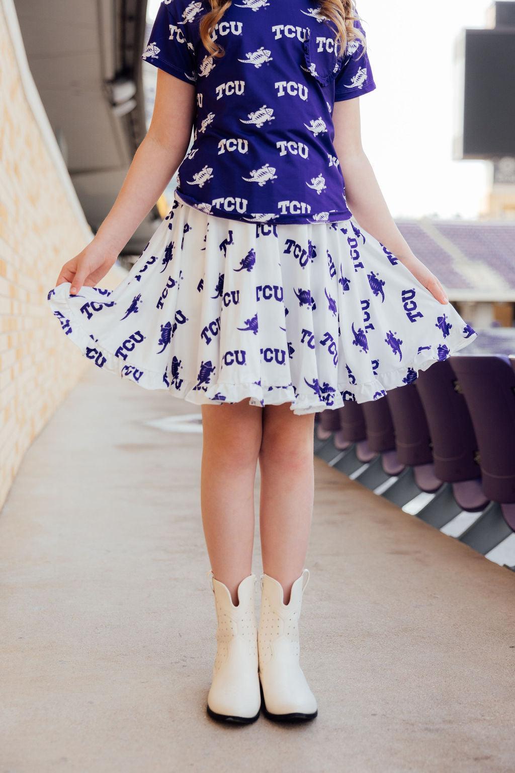 SALE TCU White Frog Ruffle Twirl Skort 2