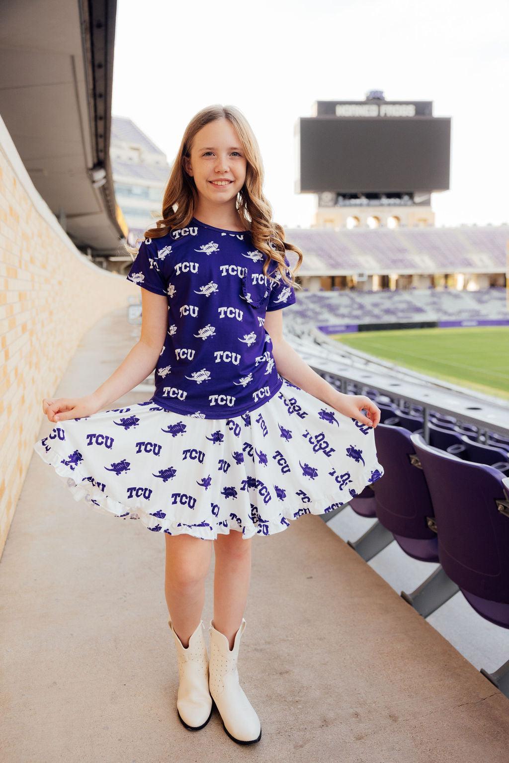 SALE TCU White Frog Ruffle Twirl Skort 4