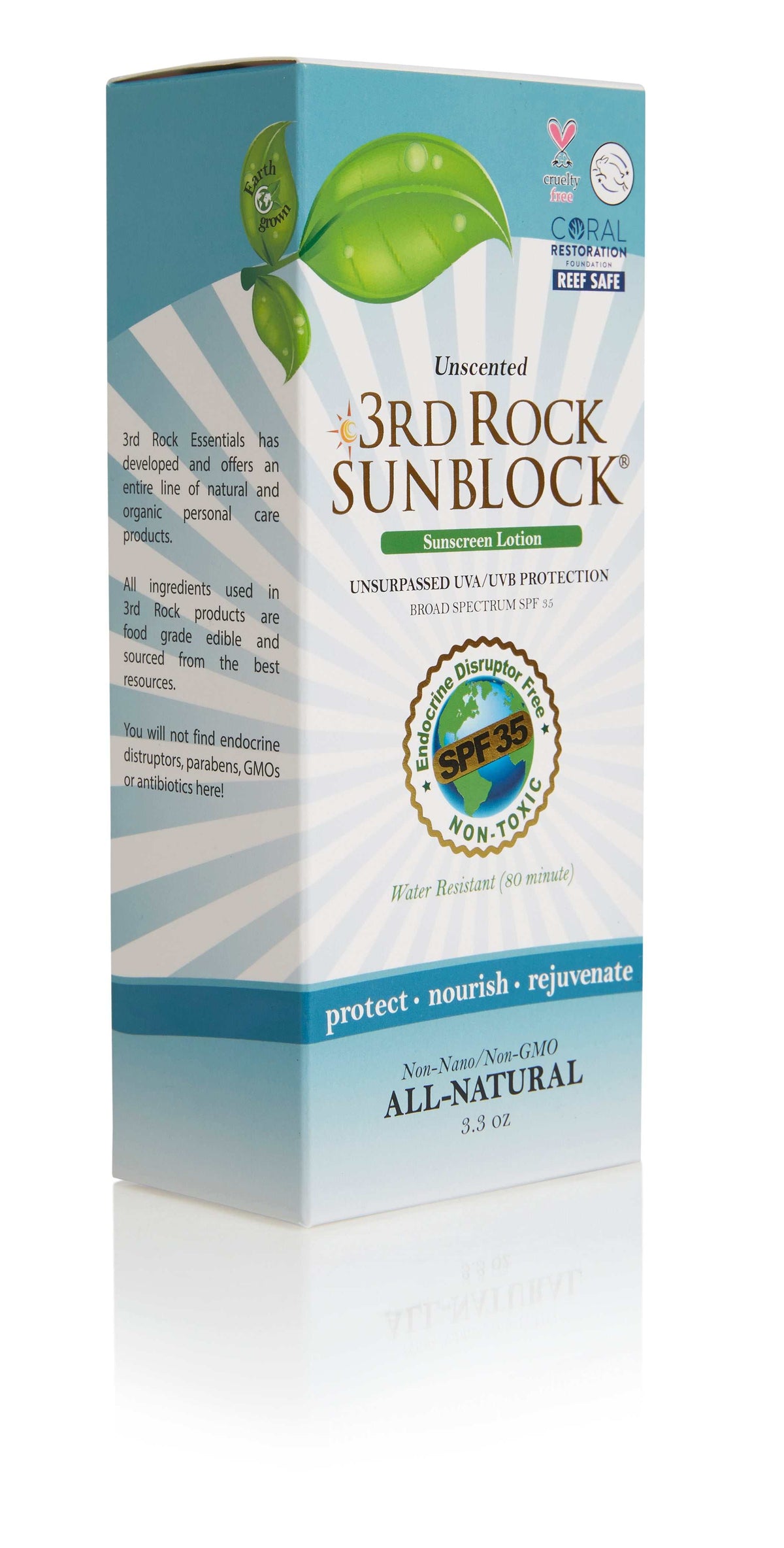 3rd Rock Sunblock® Sunscreen Lotion - Unscented - Zinc Oxide SPF 35 3