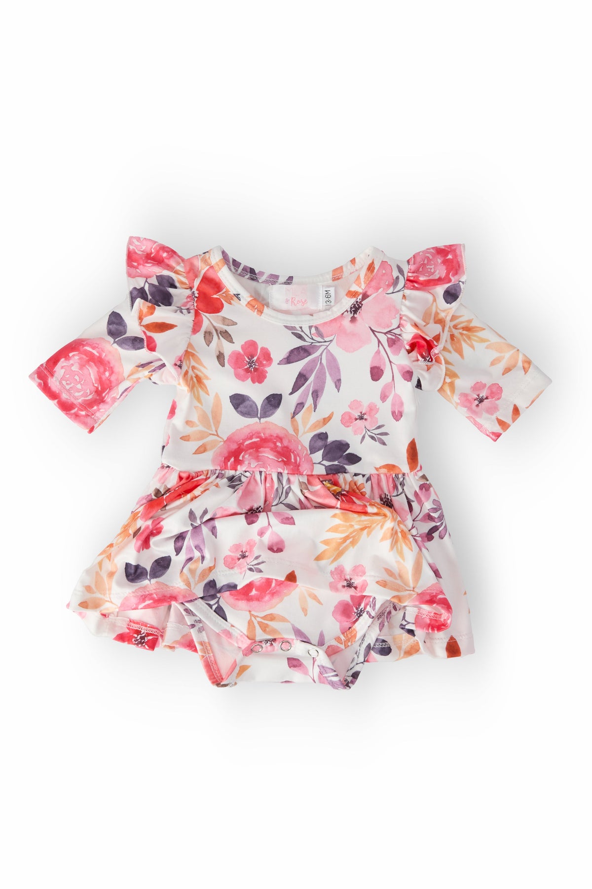 Tangerine Leaves 3/4 Sleeve Flutter Twirl Bodysuit 3
