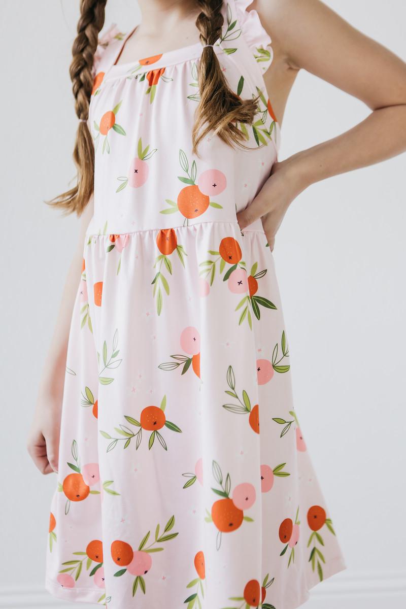 Tangerine Ruffle Cross Back Dress 1