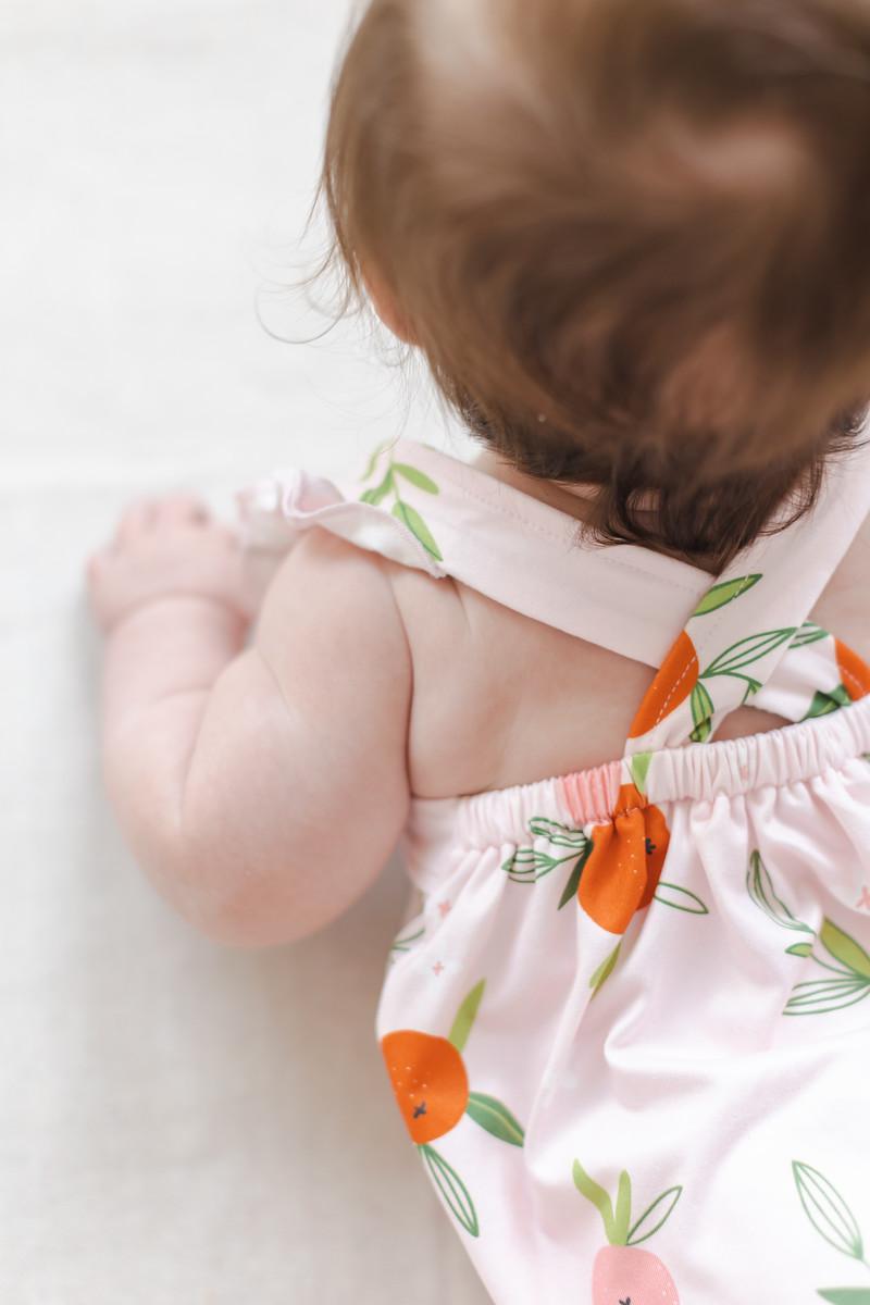 Tangerine Ruffle Cross Back Romper 2