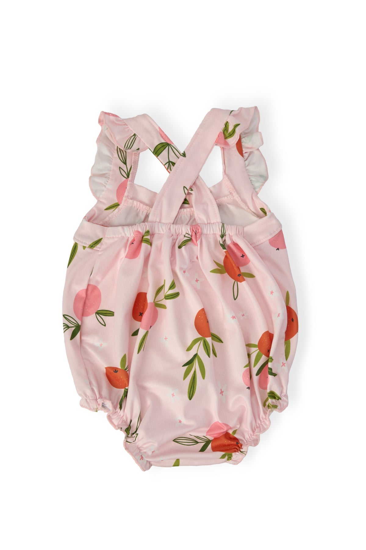 Tangerine Ruffle Cross Back Romper 3
