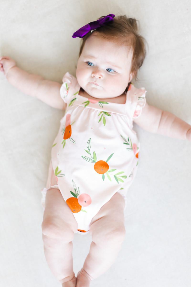 Tangerine Ruffle Cross Back Romper 6