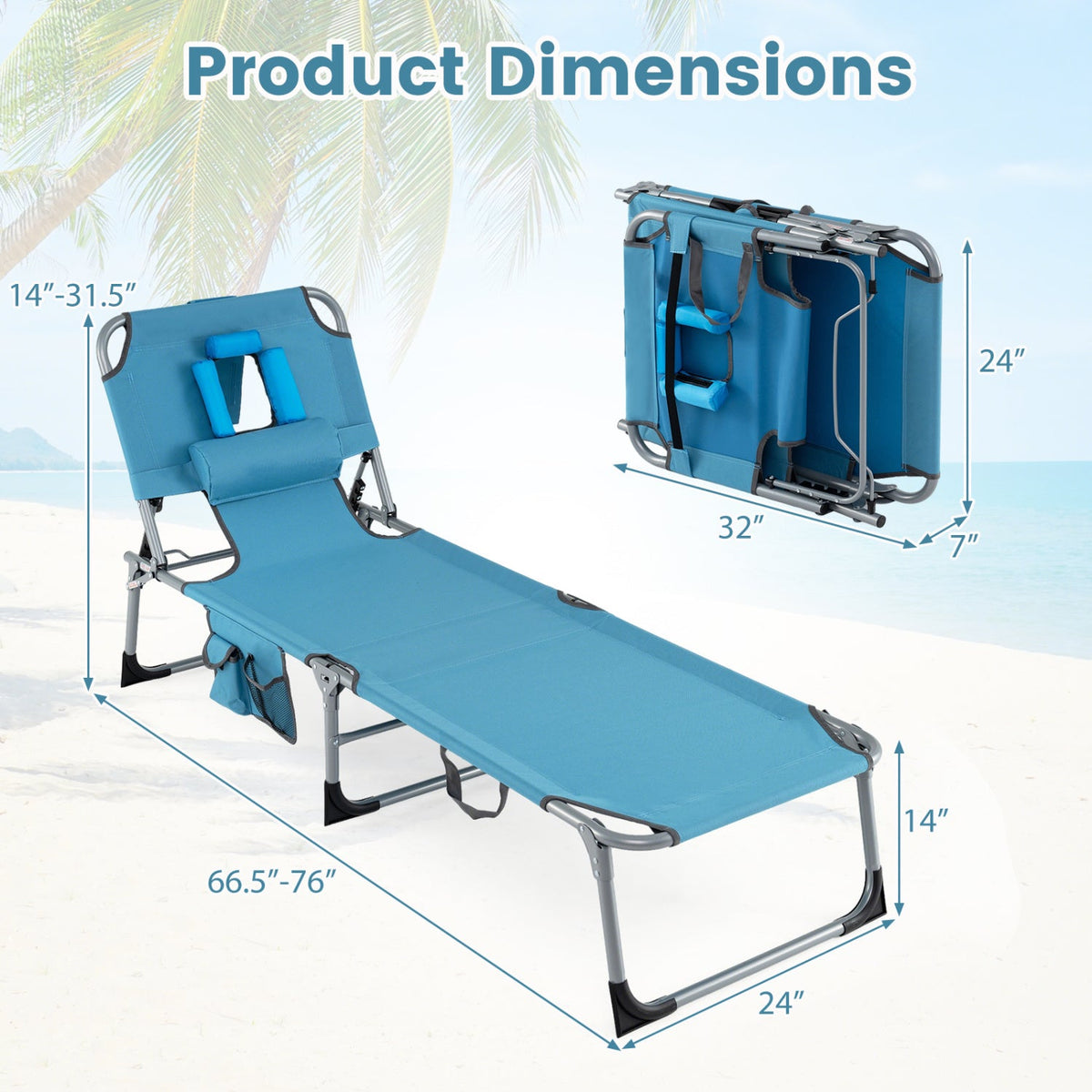 Tanning Chair with Face Arm Holes Folding Chair 12