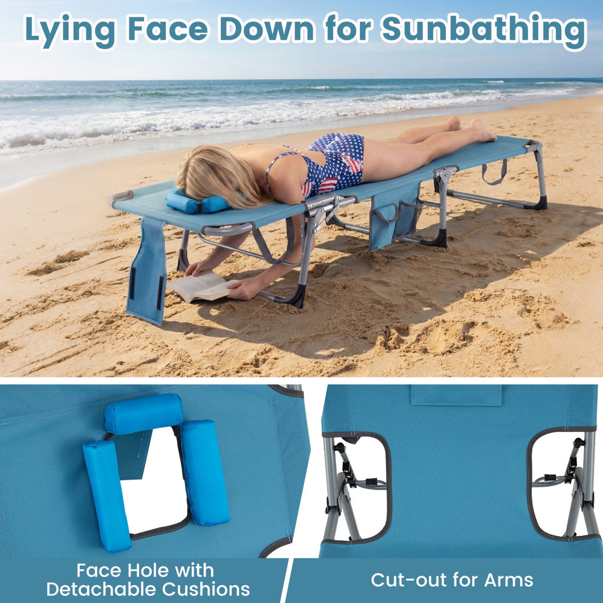 Tanning Chair with Face Arm Holes Folding Chair 20