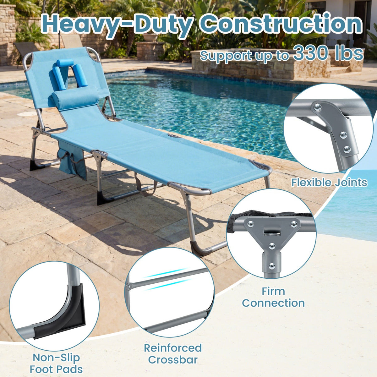 Tanning Chair with Face Arm Holes Folding Chair 23