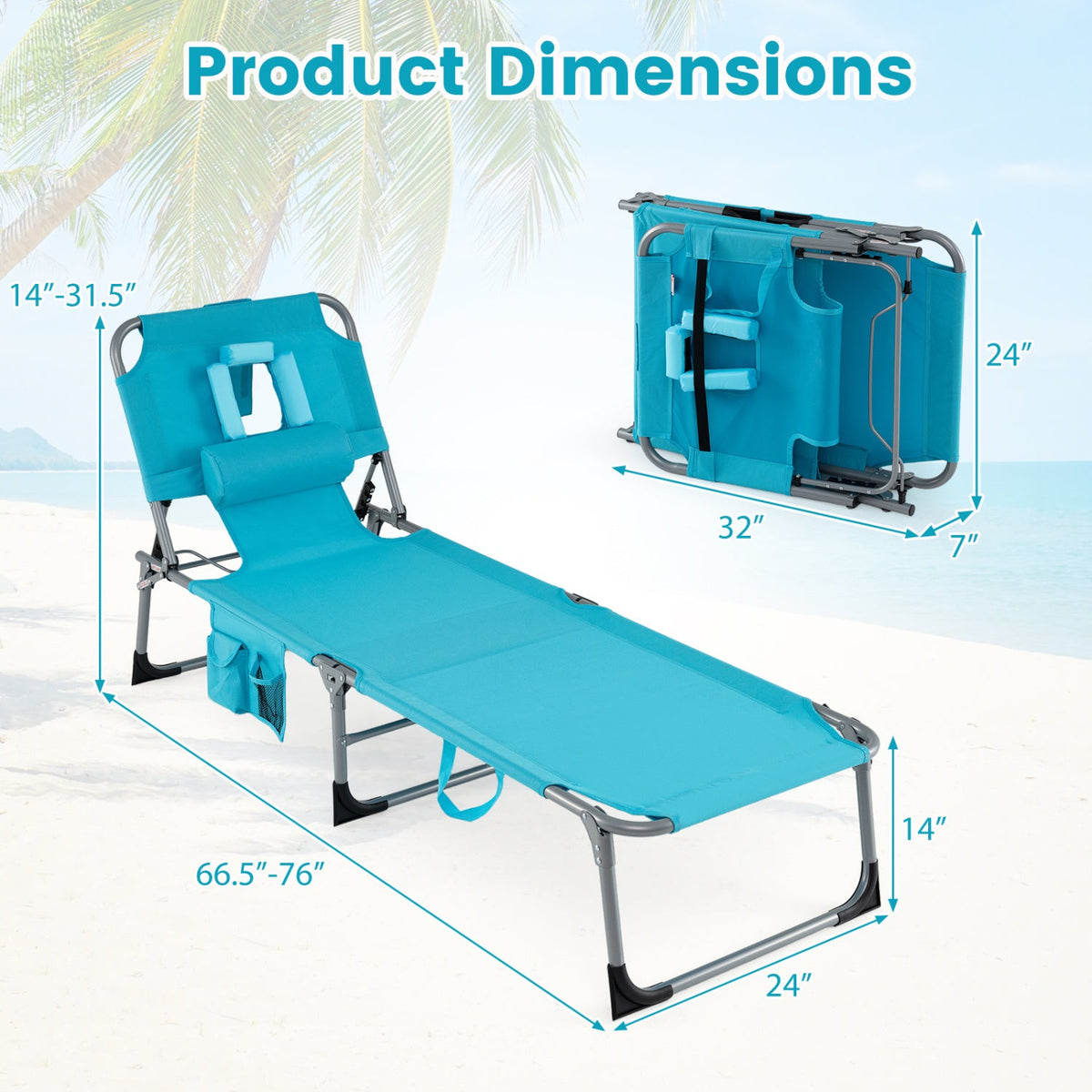 Tanning Chair with Face Arm Holes Folding Chair 11