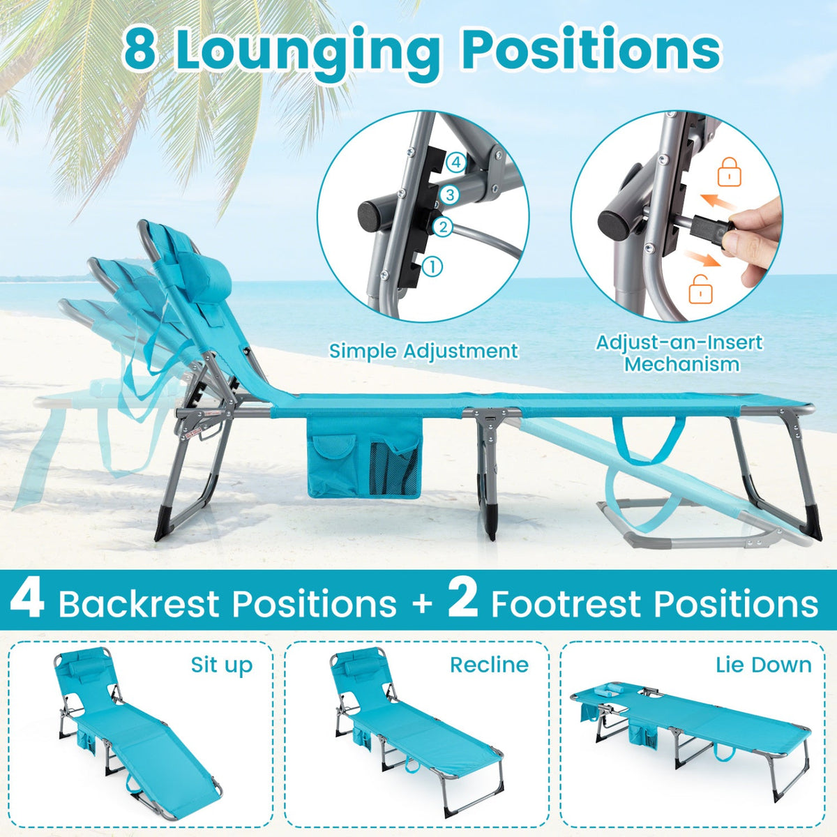 Tanning Chair with Face Arm Holes Folding Chair 16