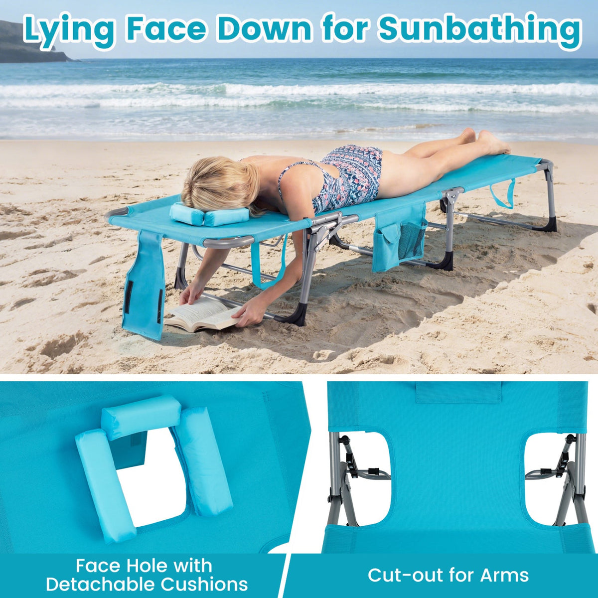 Tanning Chair with Face Arm Holes Folding Chair 22