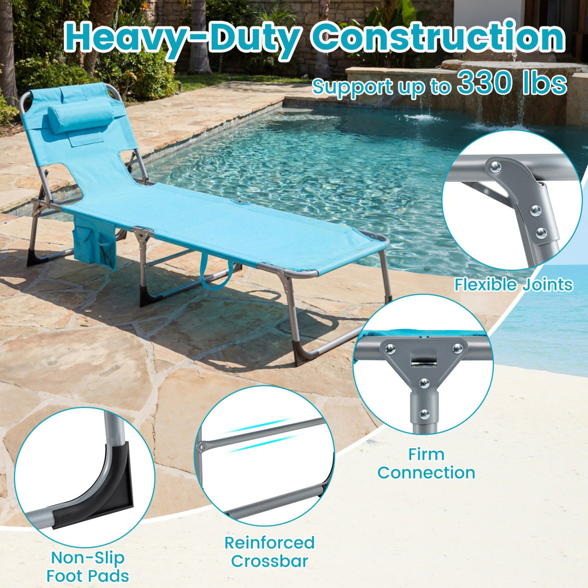 Tanning Chair with Face Arm Holes Folding Chair 25
