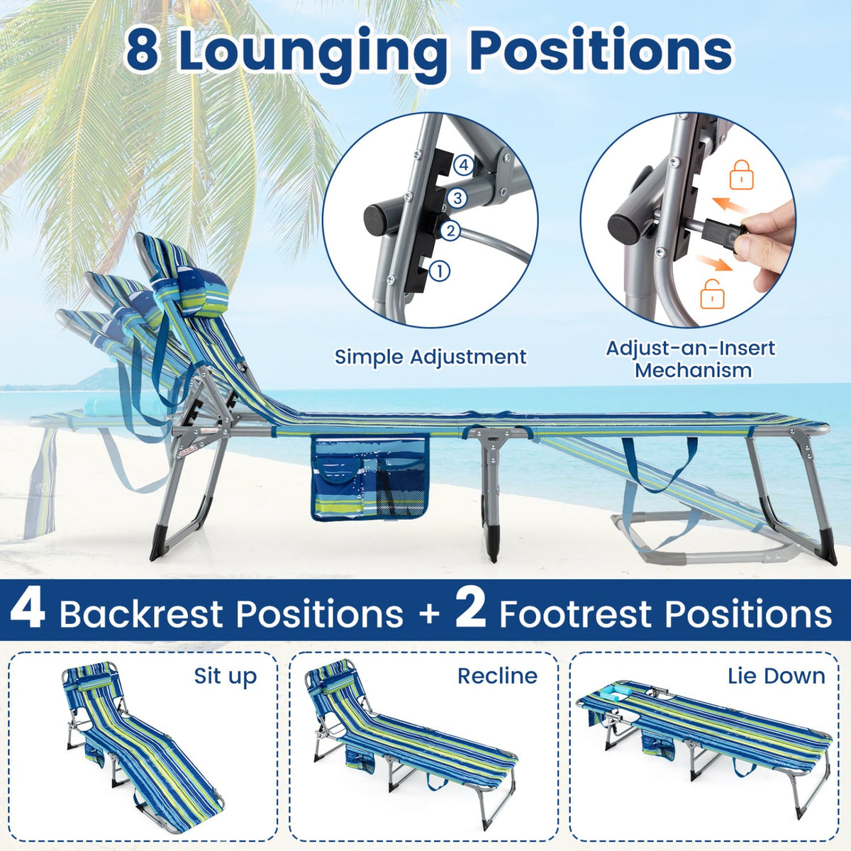 Tanning Chair with Face Arm Holes Folding Chair 15