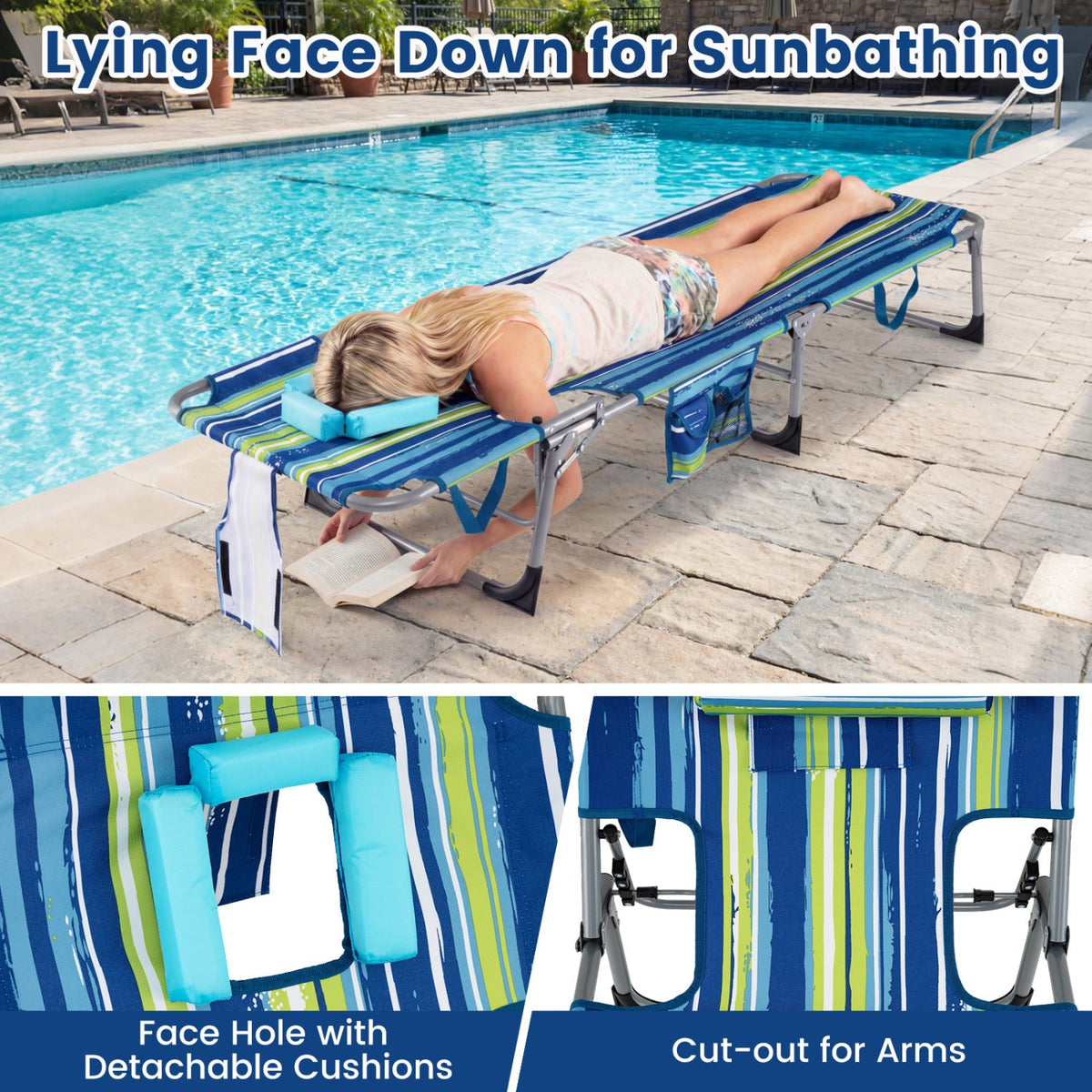 Tanning Chair with Face Arm Holes Folding Chair 21