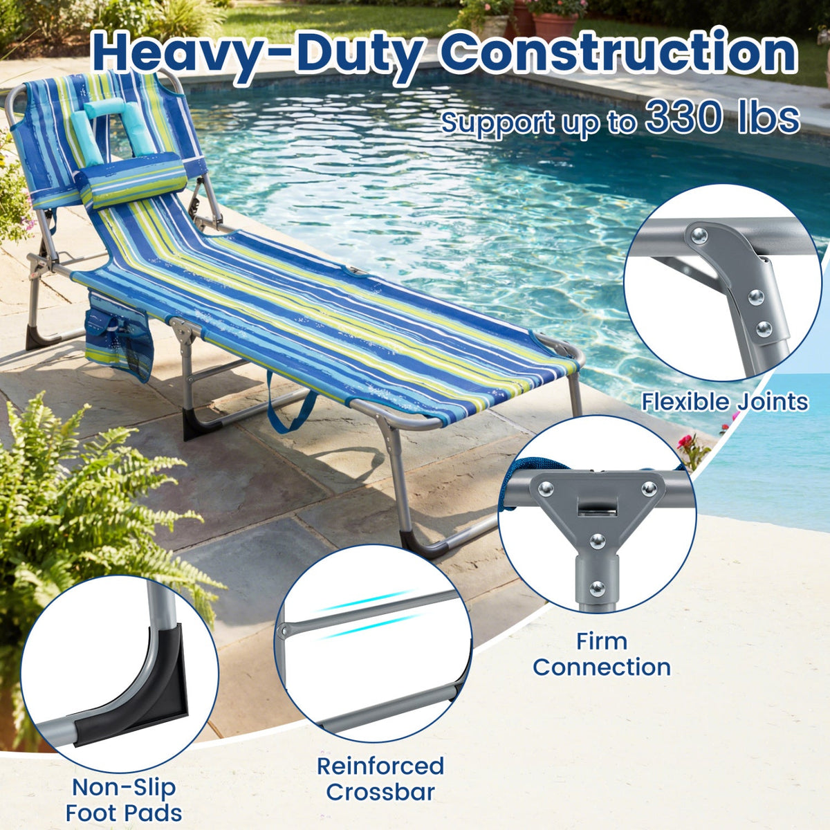 Tanning Chair with Face Arm Holes Folding Chair 24