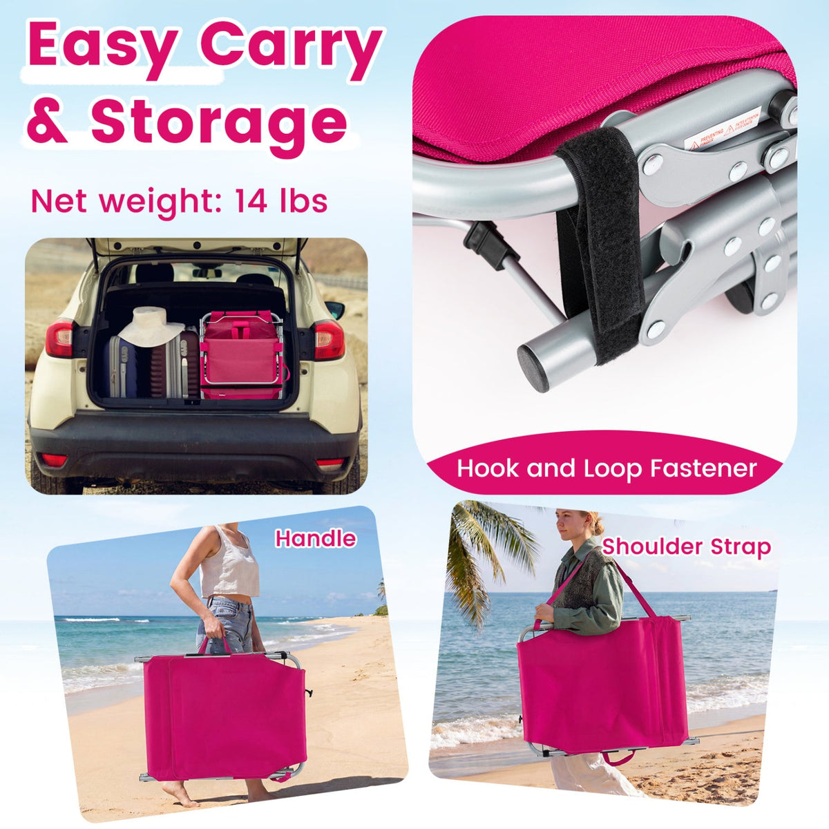 Tanning Chair with Face Arm Holes Portable Sunbathing Chair 28