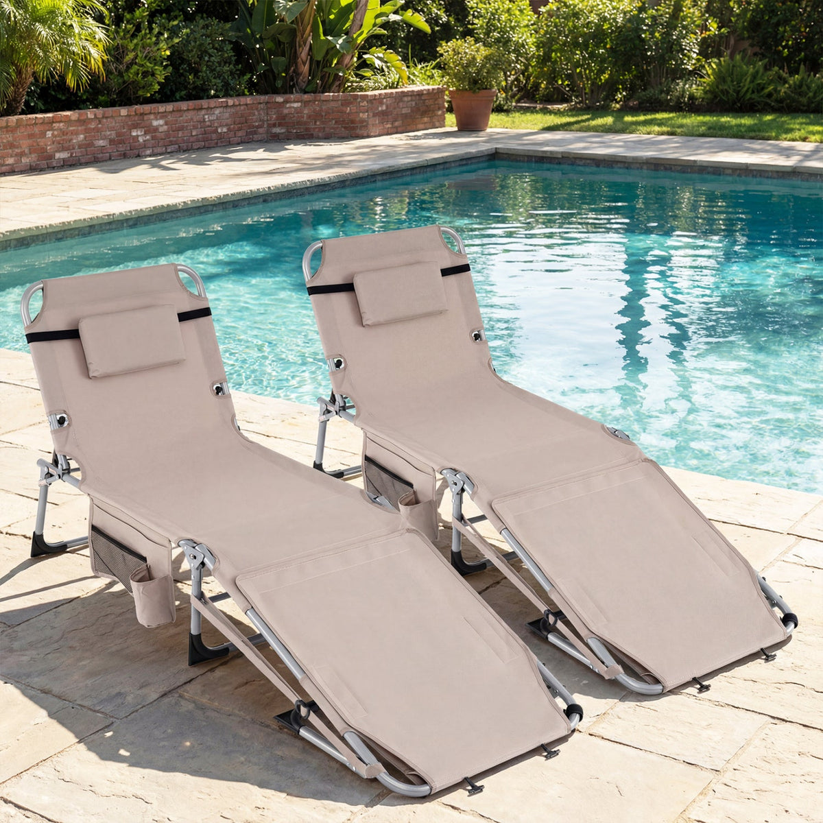 Tanning Chair with Face Arm Holes Portable Sunbathing Chair 7