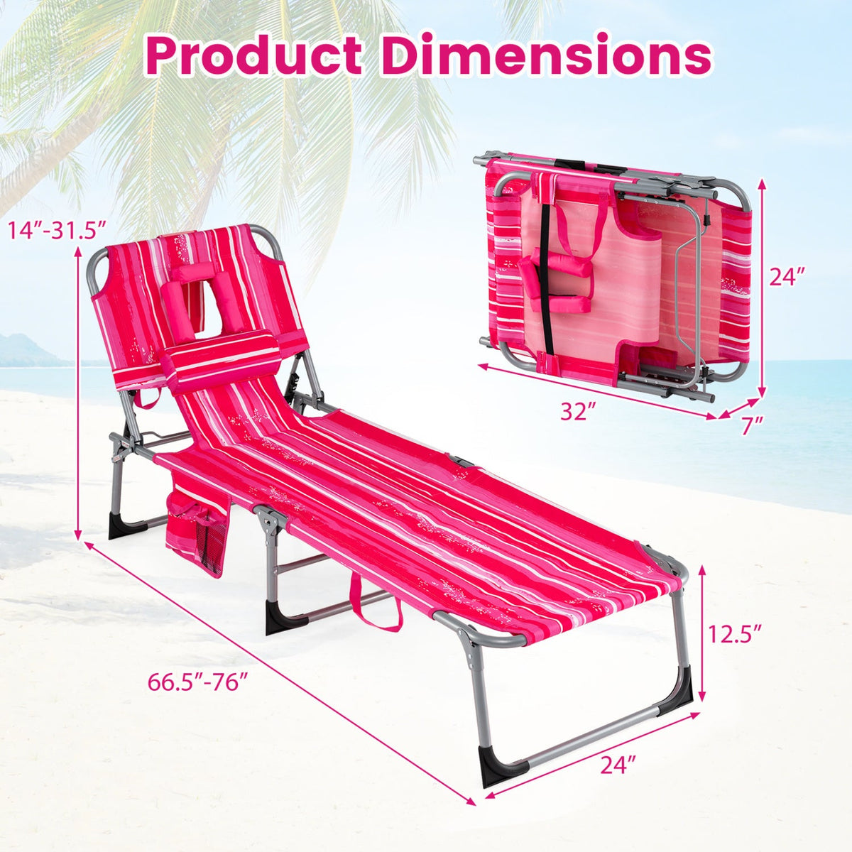 Tanning Chair with Face Arm Holes Folding Chair 27