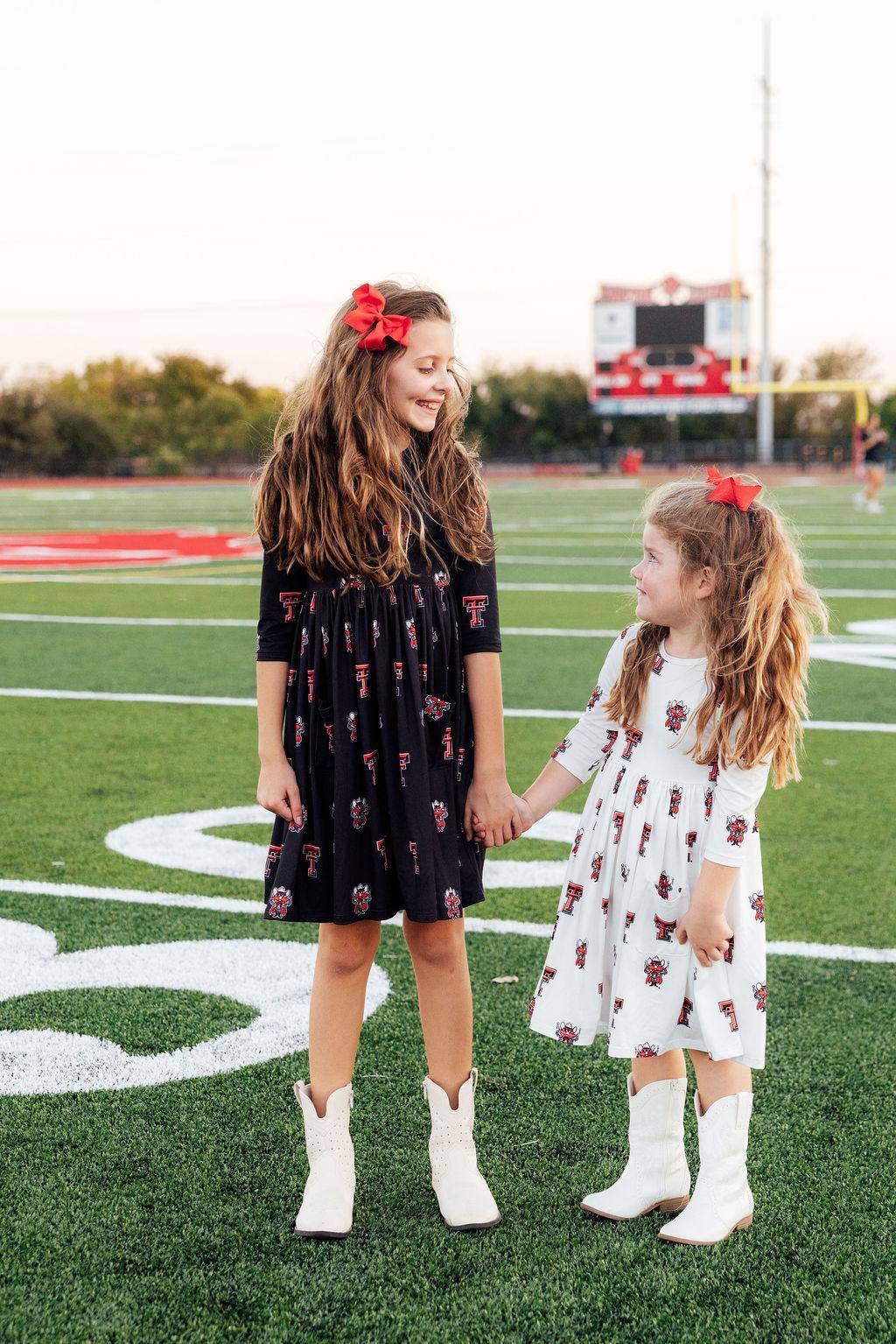 Texas Tech Black Raider Red 3/4 Sleeve Pocket Twirl Dress 4